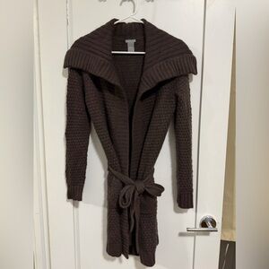 Ann Taylor Angora Blend Brown Belted Knit Cardigan